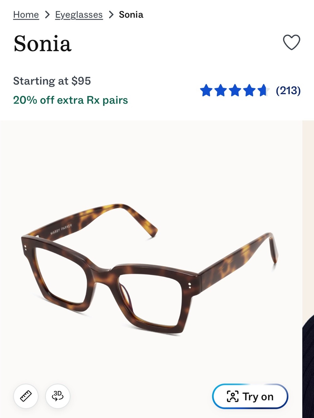 Warby Parker Women's Tortoise Square Acetate Glasses